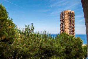 博索莱伊Villa Medicis的海滩上树木繁茂的高公寓楼