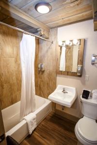 ChamaChama Trails Motel的一间带水槽、浴缸和卫生间的浴室