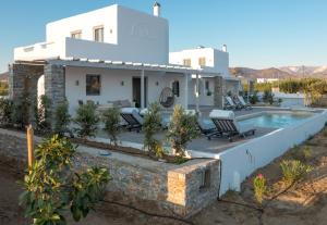 纳克索乔拉Isalos Villas Naxos的一座带游泳池和房子的别墅