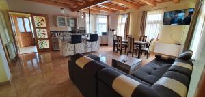 代姆延Elringat-lak Apartmanház的带沙发的客厅和厨房