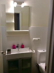 阿利坎特圣巴巴拉宾馆的一间带水槽和镜子的浴室