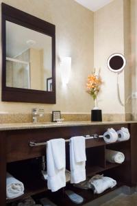蒙特雷蒙特雷空港贝斯特韦斯特酒店的浴室配有盥洗盆、镜子和毛巾