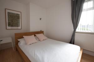 伦敦Tooting Rooms by DC London Rooms的一间卧室配有带两个枕头的床和窗户