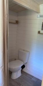 多切斯特Primrose Cabin的一间位于客房内的白色卫生间的浴室