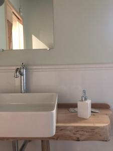 VillaganzerlaB&B BAGOLARI的浴室设有白色水槽和镜子