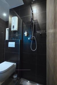 杜塞尔多夫Jordan Suite Executive Furnished Apartment的一间带卫生间和淋浴的浴室。