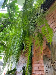 清迈瓦纳玛斯赤昂格麦精品屋酒店-SHA Extra Plus的一座砖砌的绿色植物建筑