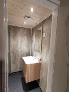 洛姆STORHAUGEN GARD的一间带水槽和镜子的浴室