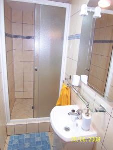 上贝奇瓦斯尔维多旅馆的带淋浴、盥洗盆和淋浴的浴室
