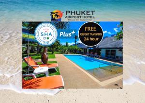 奈扬海滩Phuket Airport Hotel - SHA Extra Plus的游泳池度假村的标志