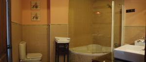RomancosLa Noguera de Socasa的带淋浴、卫生间和盥洗盆的浴室