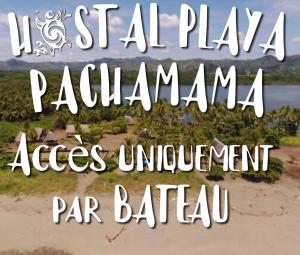 Isla de CañasHostal Pachamama的海滩的形象,带有文字 usa al play patagonia areas