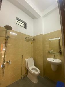 岘港Win's Homestay的一间带卫生间和水槽的浴室