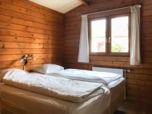 斯欣费尔德Holiday Home De Brenkberg-1的一间卧室设有两张床和窗户。