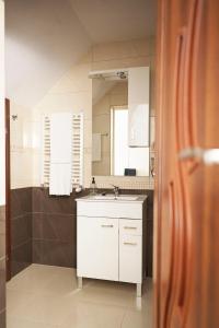 索库乌卡Zajazd Kresowia的浴室设有白色水槽和镜子