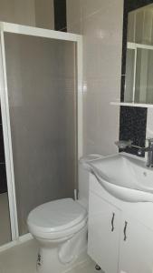 安卡拉Sky Ankara Big Suit Home的白色的浴室设有卫生间和水槽。