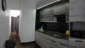 文尼察LUX Apartments的厨房配有水槽和台面