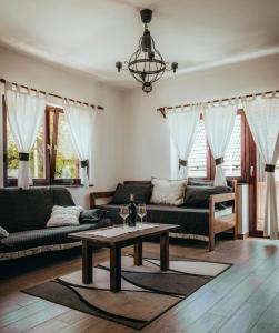 普利特维采村爱特诺花园公寓的带沙发和咖啡桌的客厅