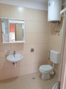 泽莱尼卡Apartmani Zlatko的一间带卫生间和水槽的浴室