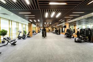 TürkistanRixos Turkistan的大楼内带跑步机和健身器材的健身房