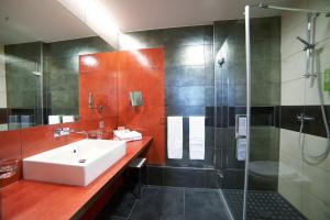 韦尔斯麦克斯哈德酒店的一间带水槽和淋浴的浴室