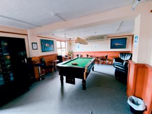 SawtryRedwings Lodge Sawtry Huntingdon的客厅配有台球桌