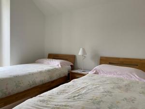 洛索内Rustico San Giorgio: Losone的卧室内两张并排的床