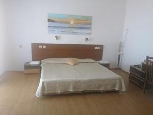索佐波尔维罗纳家庭旅馆的卧室配有一张床,墙上挂有绘画作品