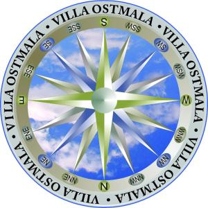 文茨皮尔斯Villa Ostmala的背景中与天空的罗盘图象