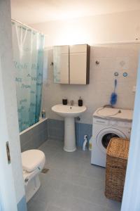 普雷韦扎OLIVES Estate APARTMENTS Grande的浴室配有卫生间、盥洗盆和洗衣机。
