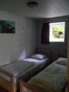 斯塔沃洛Le Vieux Sart 3的带窗户的客房内设有两张单人床。