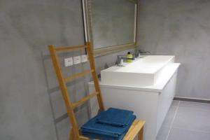 兰斯LOVEROOM REIMS的一间带水槽、镜子和梯子的浴室
