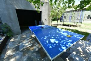 H̱osenTzlil Hateva的车库前的蓝色乒乓球桌