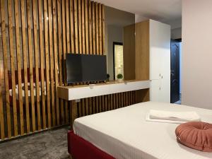 艾福雷诺德CLB Residence的一间卧室配有一张床和一台平面电视