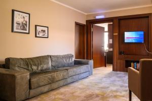 锡格堡卡斯帕加尼酒店的带沙发和平面电视的客厅