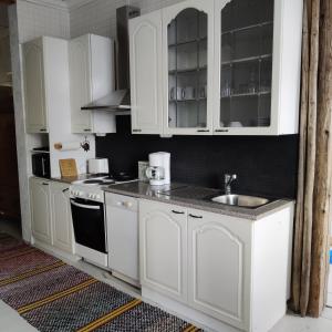 克里斯蒂娜城Willa Viktor的厨房配有白色橱柜和水槽