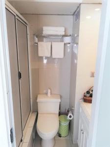 圣地亚哥Vip Home的一间带卫生间和毛巾的小浴室