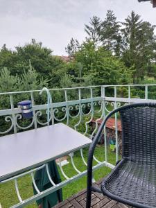 布尔诺阿扎卡旅馆的阳台的桌子和椅子