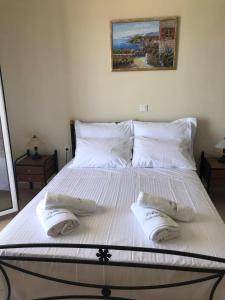 阿吉亚玛丽娜亚历山德拉公寓式酒店的一张带两个枕头的大白色床
