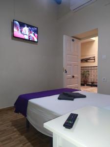 塞维利亚金橙花旅馆的一间卧室配有一张带遥控器的床