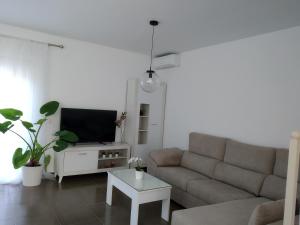 瓜迪亚纳河畔桑卢卡尔La Carbonera的带沙发和电视的客厅
