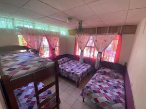 科克Coco verde的一间卧室设有两张床和两个窗户。