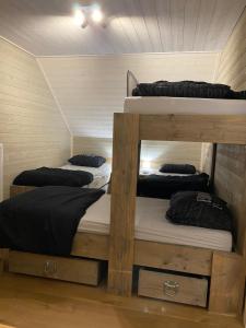 雷尼格尔斯特vakantiehuis zoetendaal的小屋内带三张双层床的客房