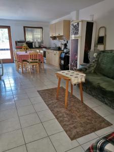 SarudGyöngylak的客厅以及带沙发和桌子的厨房。