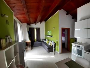 Torrevecchia TeatinaCasale Angela的客厅设有绿色的墙壁和沙发