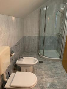 新梅斯托Wine House, Zidanica Gruden的浴室配有卫生间、淋浴和盥洗盆。