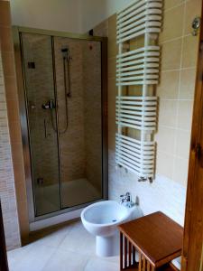 Cepagatti卡撒勒索勒住宿加早餐旅馆的带淋浴、卫生间和盥洗盆的浴室