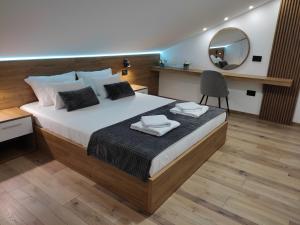 阿然德洛维克Sky Luxury的一间卧室配有一张大床和镜子