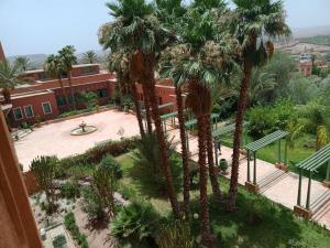 瓦尔扎扎特肯兹阿霍酒店的享有棕榈树庭院的顶部景致