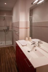 图阿尔lhotel的浴室配有白色水槽和淋浴。